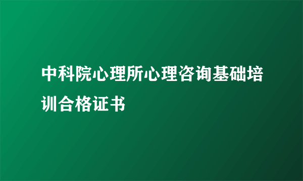 中科院心理所心理咨询基础培训合格证书