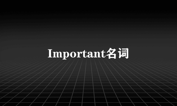 Important名词