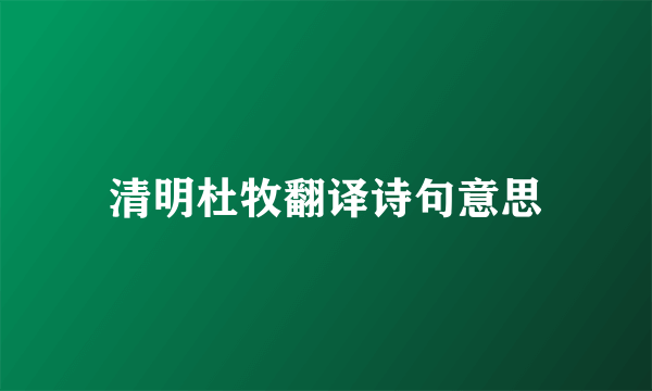 清明杜牧翻译诗句意思