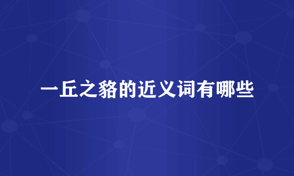 一丘之貉的近义词有哪些