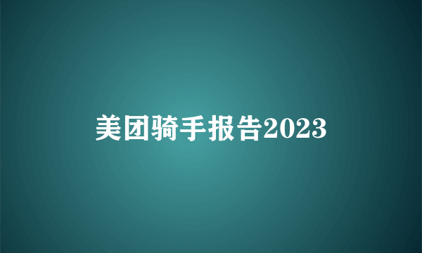 美团骑手报告2023