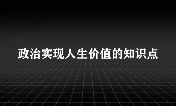 政治实现人生价值的知识点