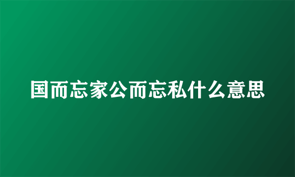 国而忘家公而忘私什么意思