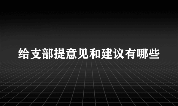 给支部提意见和建议有哪些