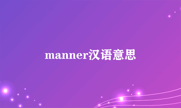 manner汉语意思
