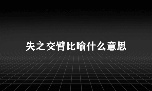 失之交臂比喻什么意思