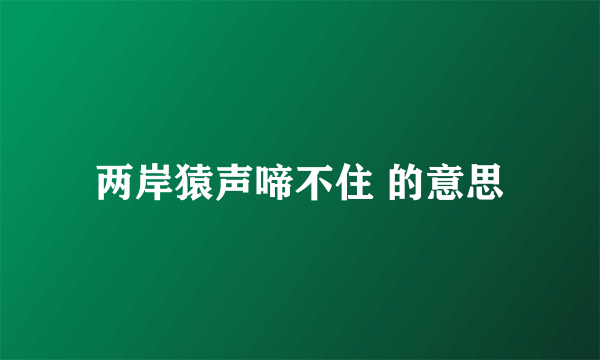 两岸猿声啼不住 的意思