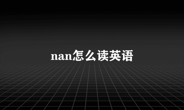 nan怎么读英语