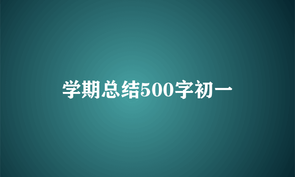 学期总结500字初一