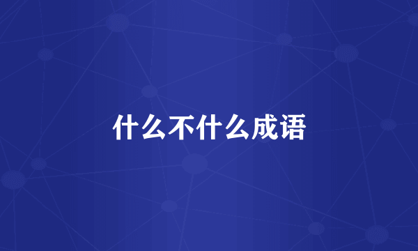 什么不什么成语