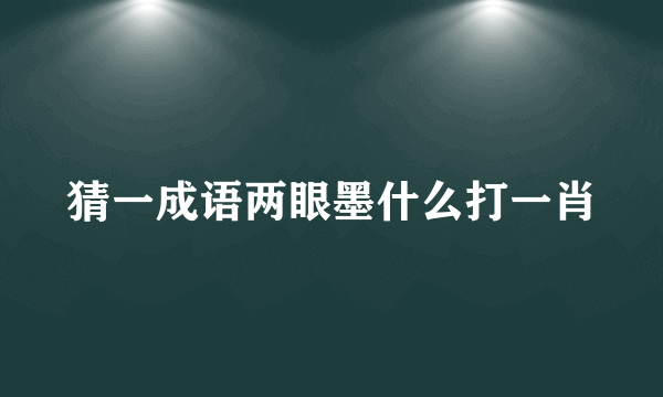 猜一成语两眼墨什么打一肖
