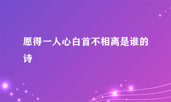 愿得一人心白首不相离是谁的诗