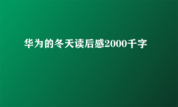 华为的冬天读后感2000千字