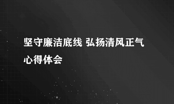 坚守廉洁底线 弘扬清风正气心得体会