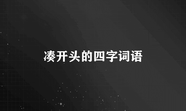 凑开头的四字词语