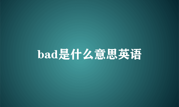 bad是什么意思英语