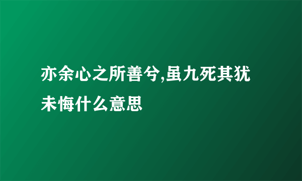 亦余心之所善兮,虽九死其犹未悔什么意思