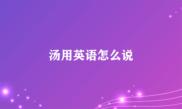 汤用英语怎么说