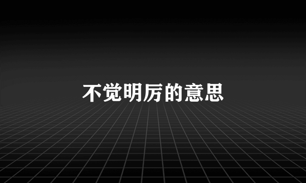 不觉明厉的意思