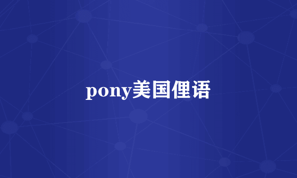 pony美国俚语