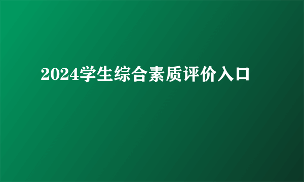 2024学生综合素质评价入口