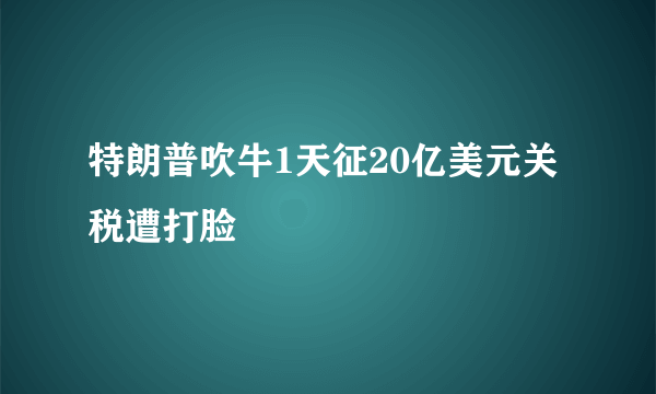 特朗普吹牛1天征20亿美元关税遭打脸