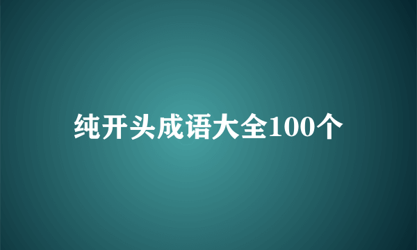 纯开头成语大全100个