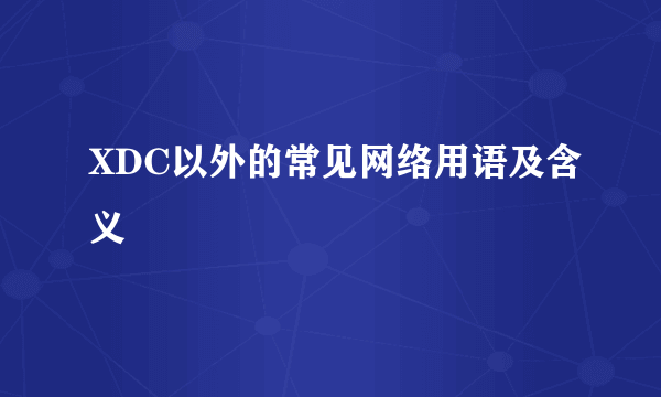 XDC以外的常见网络用语及含义