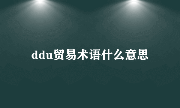 ddu贸易术语什么意思