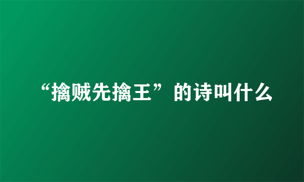 “擒贼先擒王”的诗叫什么