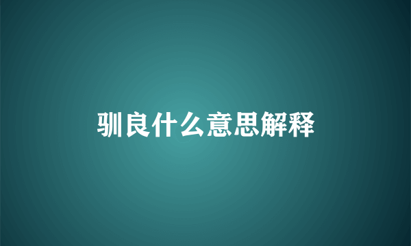 驯良什么意思解释