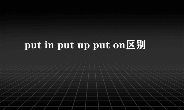 put in put up put on区别