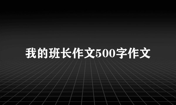 我的班长作文500字作文