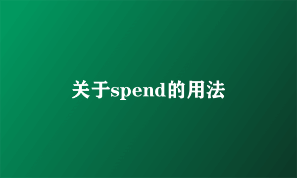 关于spend的用法