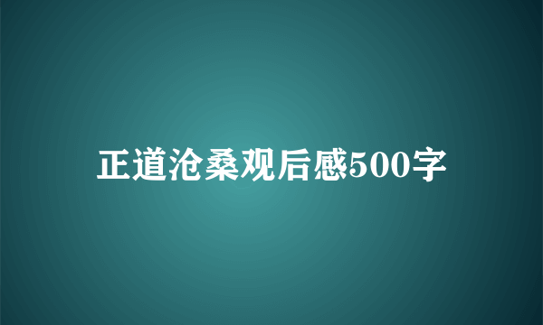 正道沧桑观后感500字