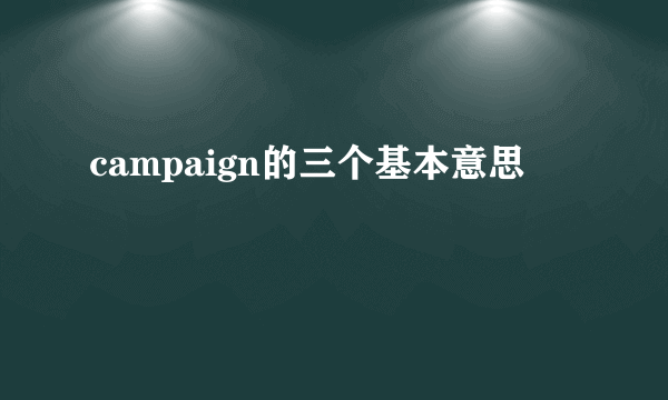 campaign的三个基本意思