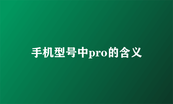 手机型号中pro的含义