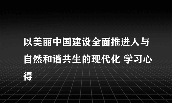 以美丽中国建设全面推进人与自然和谐共生的现代化 学习心得