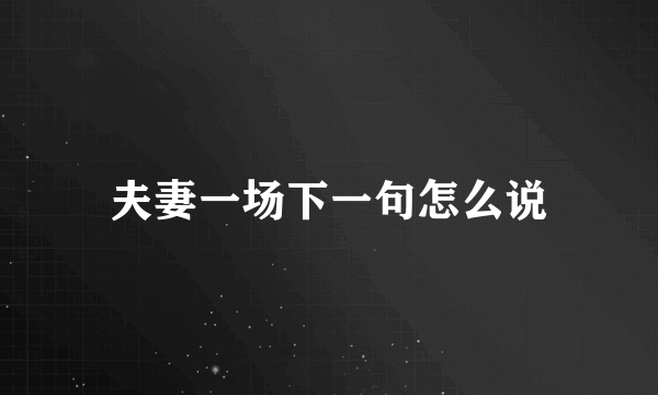 夫妻一场下一句怎么说
