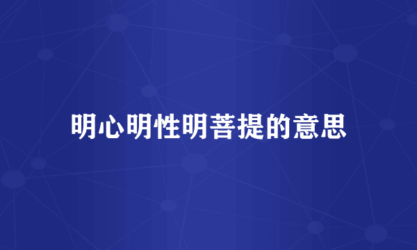 明心明性明菩提的意思