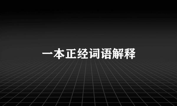 一本正经词语解释
