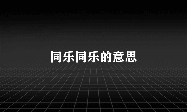同乐同乐的意思