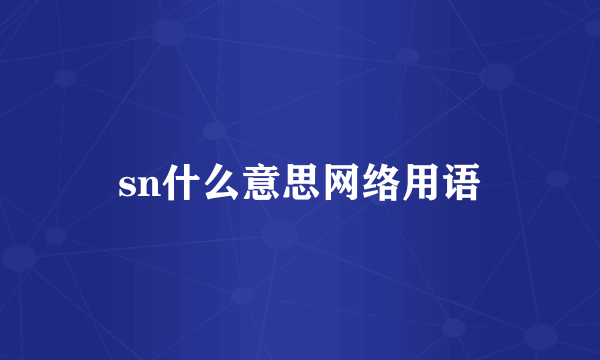 sn什么意思网络用语