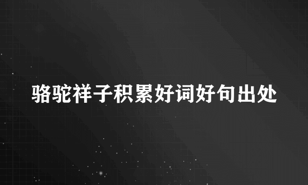 骆驼祥子积累好词好句出处