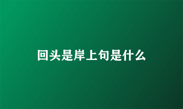 回头是岸上句是什么