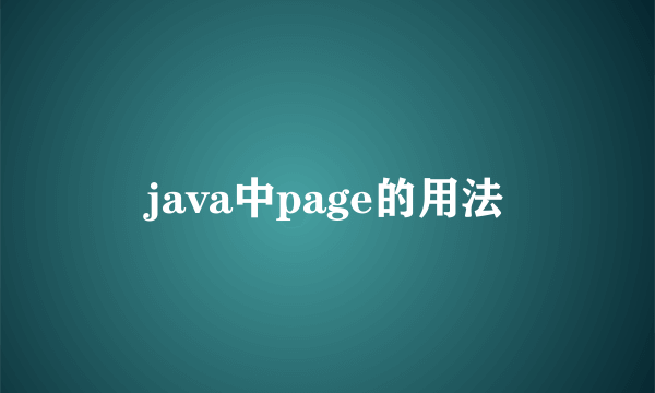 java中page的用法
