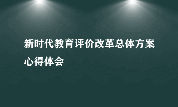 新时代教育评价改革总体方案心得体会
