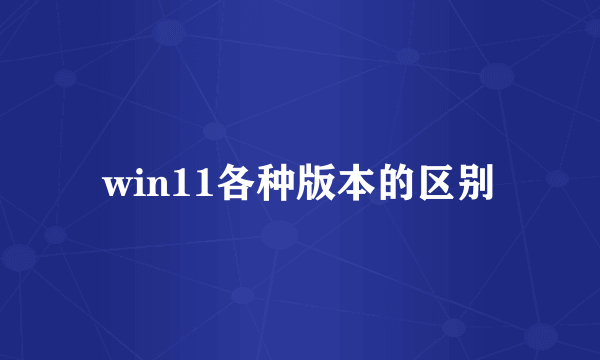 win11各种版本的区别