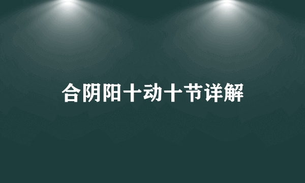 合阴阳十动十节详解