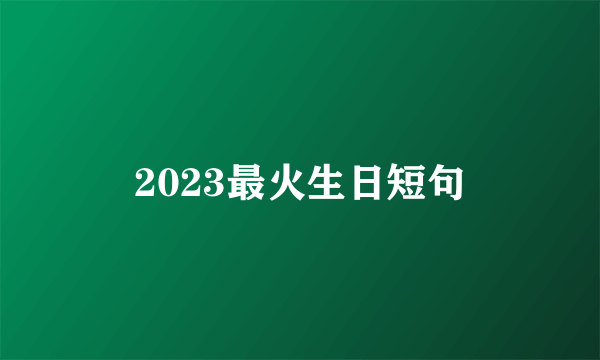 2023最火生日短句